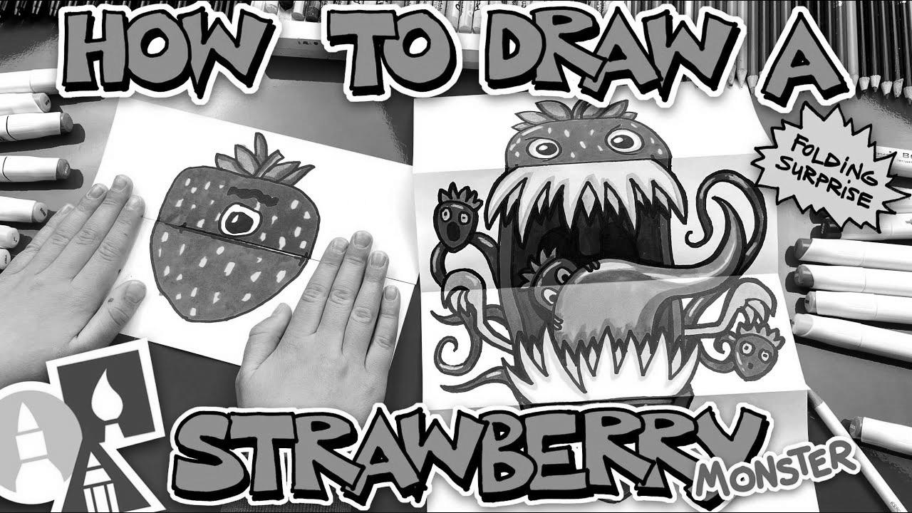 How To Draw A Strawberry Monster Folding Shock