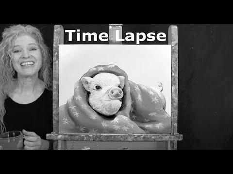 TIME LAPSE – Learn Find out how to Paint "PIG IN A BLANKET" with Acrylic Paint- Step by Step Video Tutorial