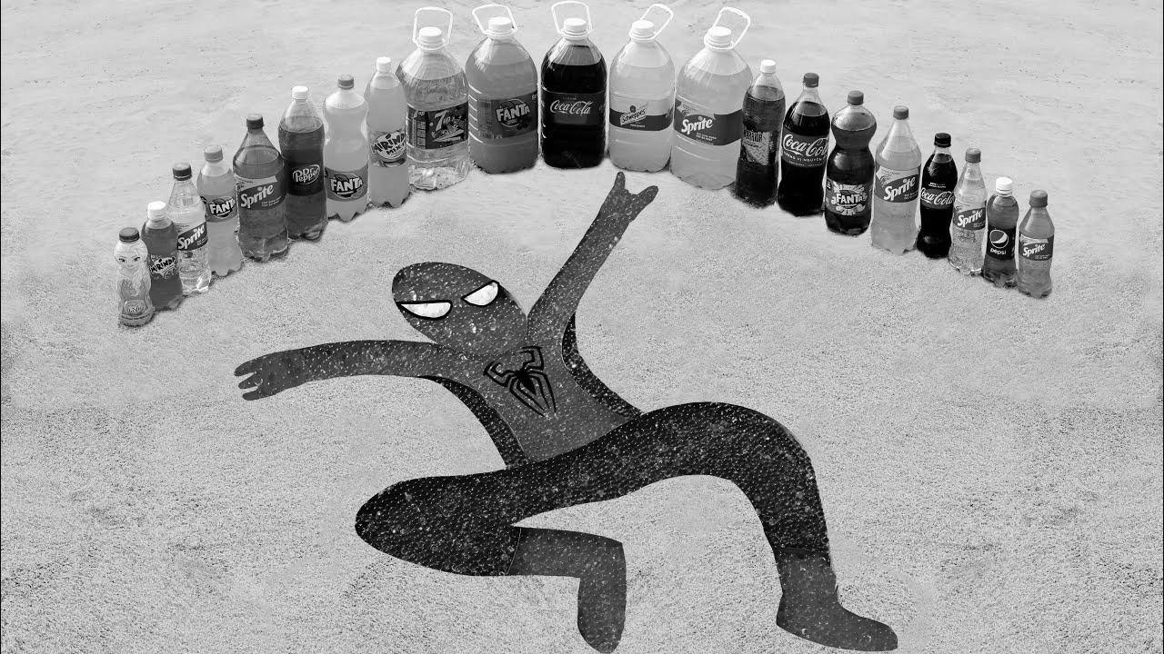 EXPERIMENT:  make Rainbow SPIDER MAN with Orbeez & Large Coca Cola & Widespread Sodas VS MENTOS